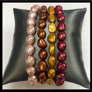 Honora Pearl Multi-color Stretchy Bracelets (Set of 4)